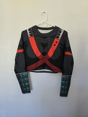 Just Saiyan Long-Sleeve Crop Top Katsuki Bakugou Shirt My Hero Academia Costume